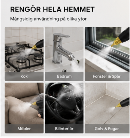 Rimora™ Bärbar Ångrengörare – Sladdfri Handhållen Ångtvätt