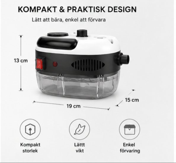 Rimora™ Bärbar Ångrengörare – Sladdfri Handhållen Ångtvätt